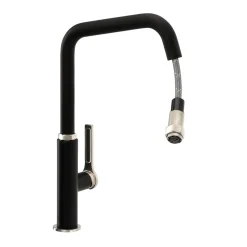 Abode Hex Industrial Single Lever Mono Pull Out Kitchen Mixer Tap - Matt Black