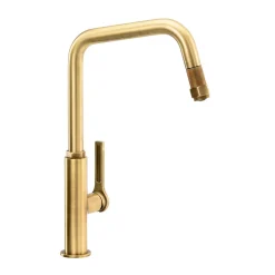 Abode Hex Industrial Single Lever Mono Pull Out Kitchen Mixer Tap - Antique Brass