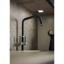 Abode Hex Industrial Twin Lever Mono Kitchen Mixer Tap - Matt Black