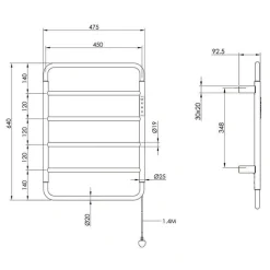 Aero Curved Heated Dry Electric Towel Rail