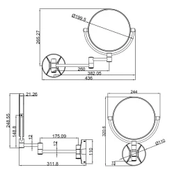 Alina Round Cosmetic Magnifying Wall Mirror - 200mm