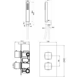 Archie Concealed Shower Valve, Fixed Shower Head & Handset