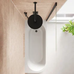 Armourcast Reinforced J Shaped Shower Bath with Panel & Shower Screen - 1700mm