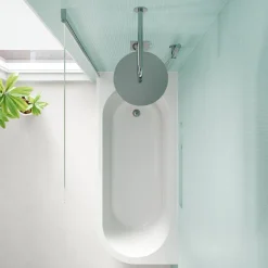 Armourcast Reinforced J Shaped Shower Bath with Panel & Shower Screen - 1700mm