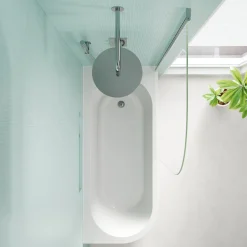 Armourcast Reinforced J Shaped Shower Bath with Panel & Shower Screen - 1700mm
