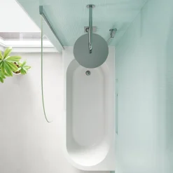 Armourcast Reinforced J Shaped Shower Bath with Panel & Shower Screen - 1700mm
