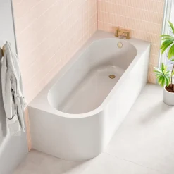 Armourcast Reinforced J-Shaped Single Ended Corner Bath & Panel - 1700mm