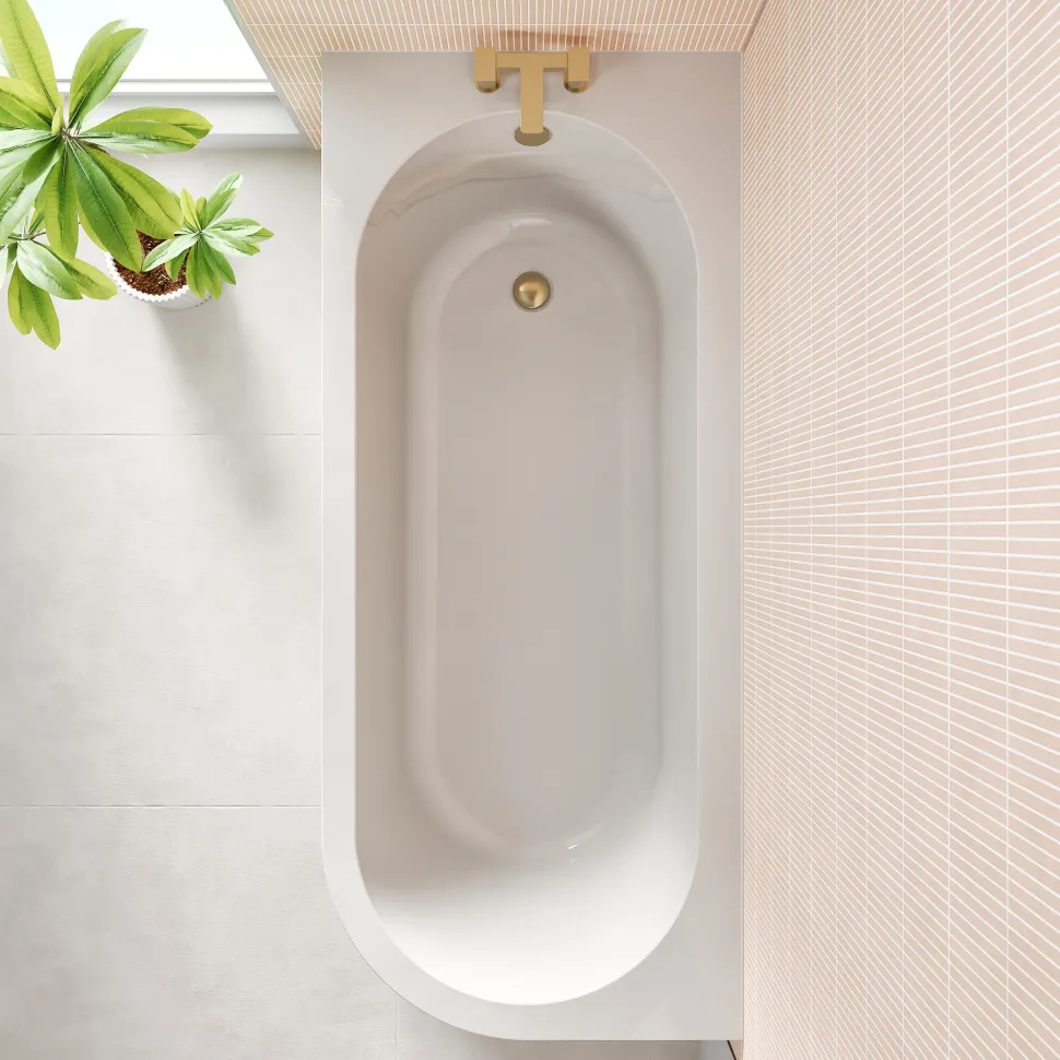 Armourcast Reinforced J-Shaped Single Ended Corner Bath & Panel - 1700mm