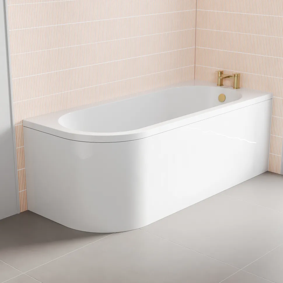Armourcast Reinforced J-Shaped Single Ended Corner Bath & Panel - 1700mm
