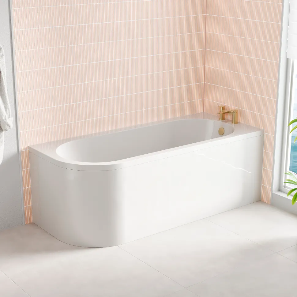 Armourcast Reinforced J-Shaped Single Ended Corner Bath & Panel - 1700mm