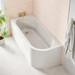 Armourcast Reinforced J-Shaped Single Ended Corner Bath & Panel - 1700mm