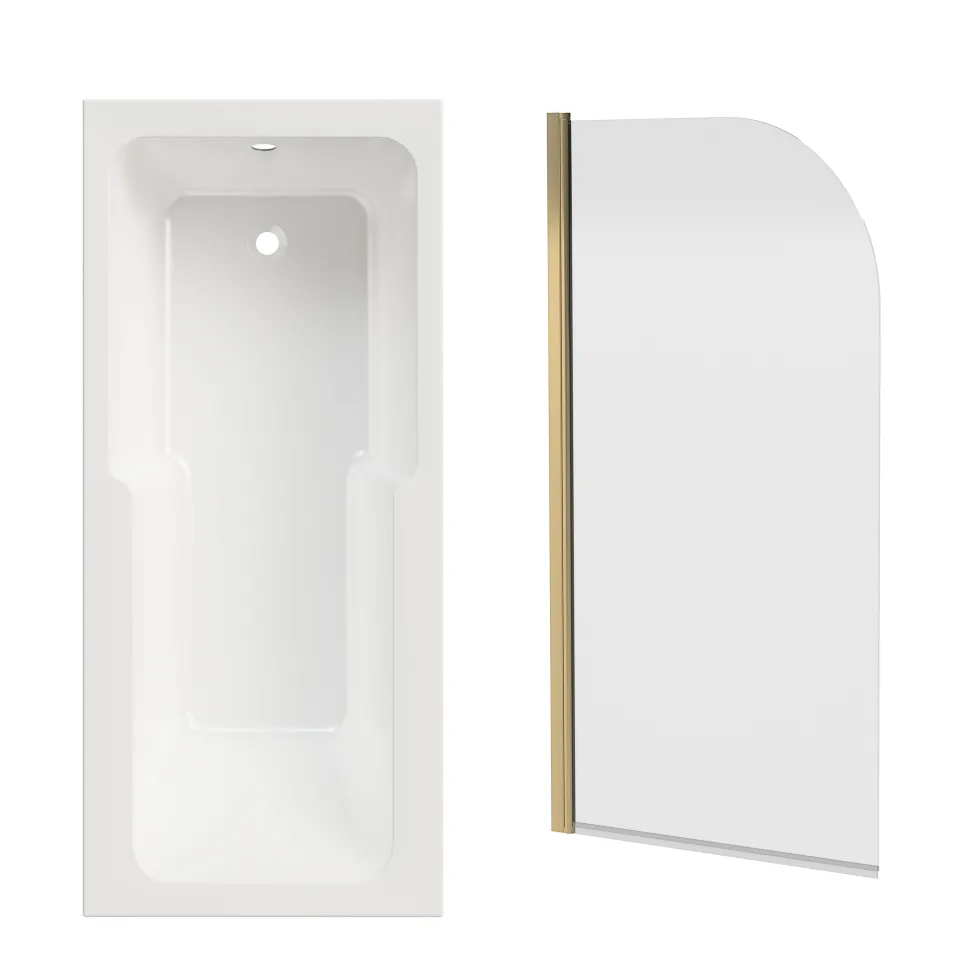 Armourcast Reinforced Keyhole Shower Bath with Shower Screen - 1700mm