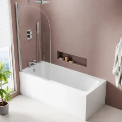 Armourcast Reinforced Keyhole Shower Bath with Shower Screen - 1700mm