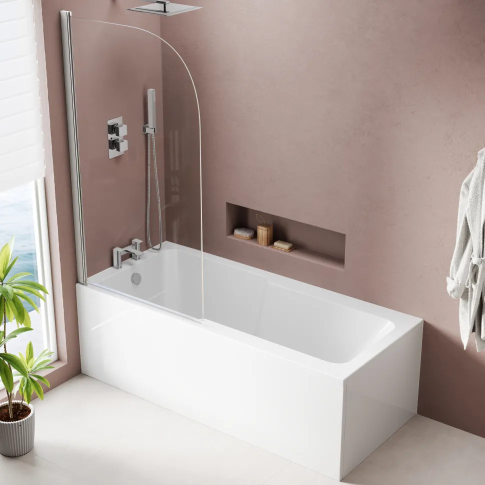 Armourcast Reinforced Keyhole Shower Bath with Shower Screen - 1700mm