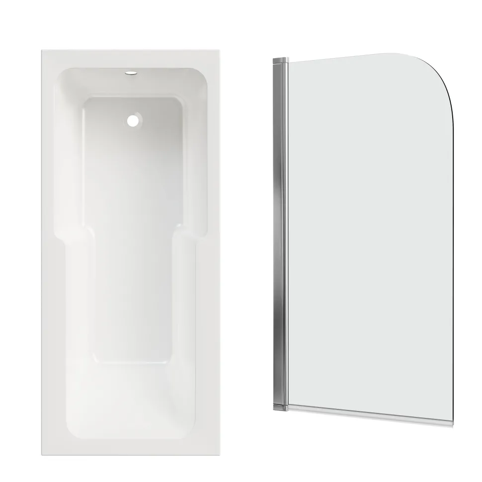 Armourcast Reinforced Keyhole Shower Bath with Shower Screen - 1700mm