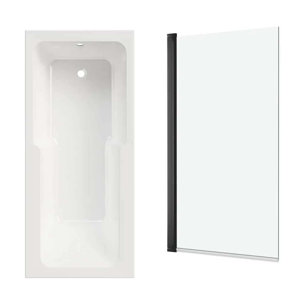 Armourcast Reinforced Keyhole Shower Bath with Shower Screen - 1700mm