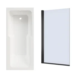 Armourcast Reinforced Keyhole Shower Bath with Shower Screen - 1700mm