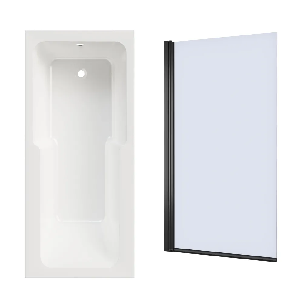 Armourcast Reinforced Keyhole Shower Bath with Shower Screen - 1700mm