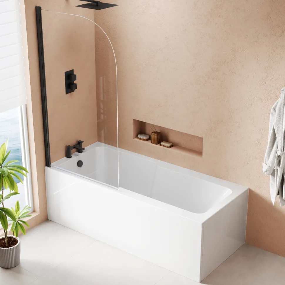 Armourcast Reinforced Keyhole Shower Bath with Shower Screen - 1700mm