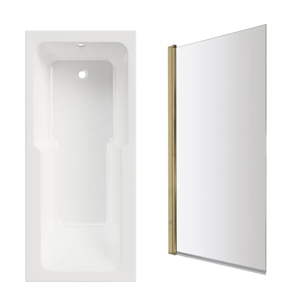 Armourcast Reinforced Keyhole Shower Bath with Shower Screen - 1700mm