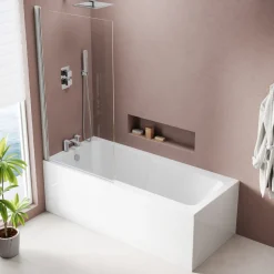 Armourcast Reinforced Keyhole Shower Bath with Shower Screen - 1700mm