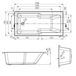 Armourcast Reinforced Keyhole Shower Bath