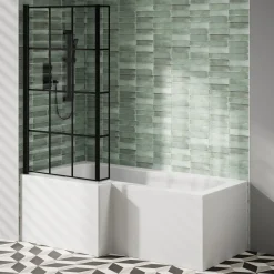 Armourcast Reinforced L Shape Single Ended Bath with Panel & Shower Screen - 1700 x 700