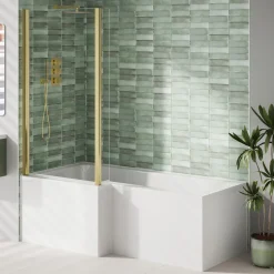 Armourcast Reinforced L Shape Single Ended Bath with Panel & Shower Screen - 1700 x 700