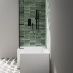 Armourcast Reinforced L Shape Single Ended Bath with Panel & Shower Screen - 1700 x 700