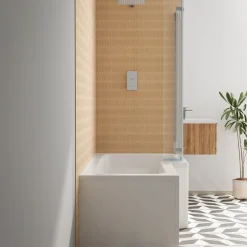 Armourcast Reinforced L Shape Single Ended Bath with Panel & Shower Screen - 1700 x 700