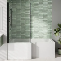 Armourcast Reinforced L Shape Single Ended Bath with Panel & Shower Screen - 1700 x 700