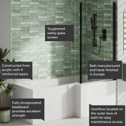 Armourcast Reinforced L Shape Single Ended Bath with Panel & Shower Screen - 1700 x 700