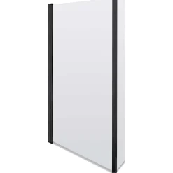 Armourcast Reinforced L Shaped Single Ended Bath with Matt Black Shower Screen & Panel - 1700 x 700
