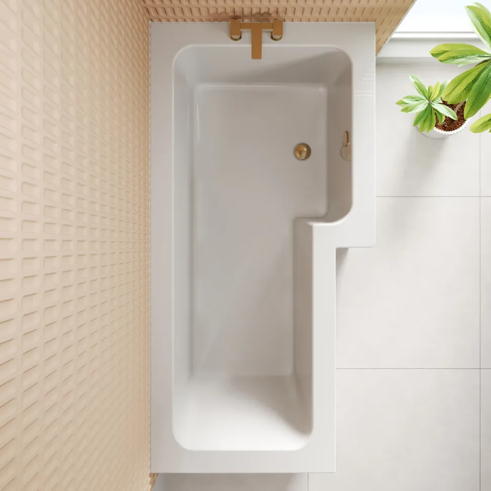 Armourcast Reinforced L-Shaped Shower Bath & Panel - 1700mm
