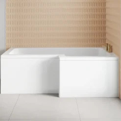 Armourcast Reinforced L-Shaped Shower Bath & Panel - 1700mm