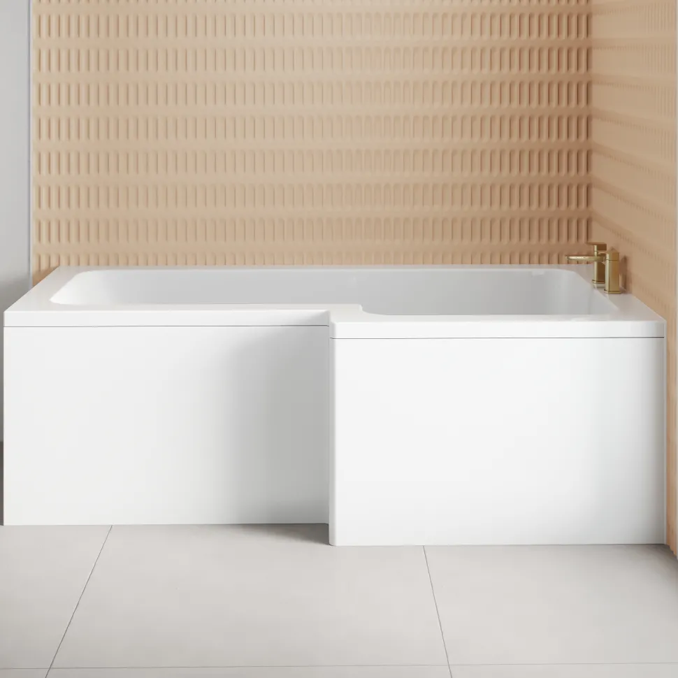 Armourcast Reinforced L-Shaped Shower Bath & Panel - 1700mm