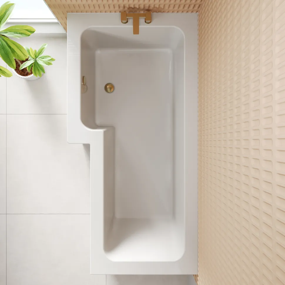 Armourcast Reinforced L-Shaped Shower Bath & Panel - 1700mm