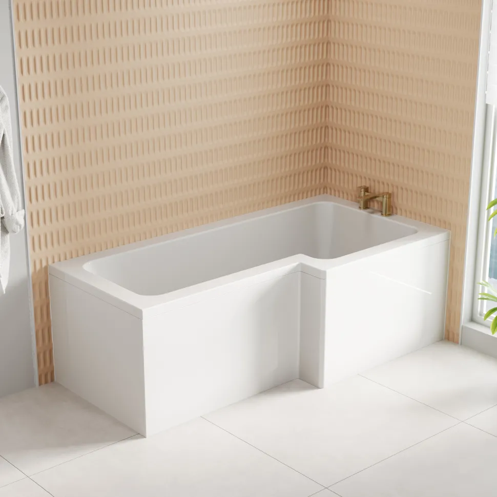 Armourcast Reinforced L-Shaped Shower Bath & Panel - 1700mm