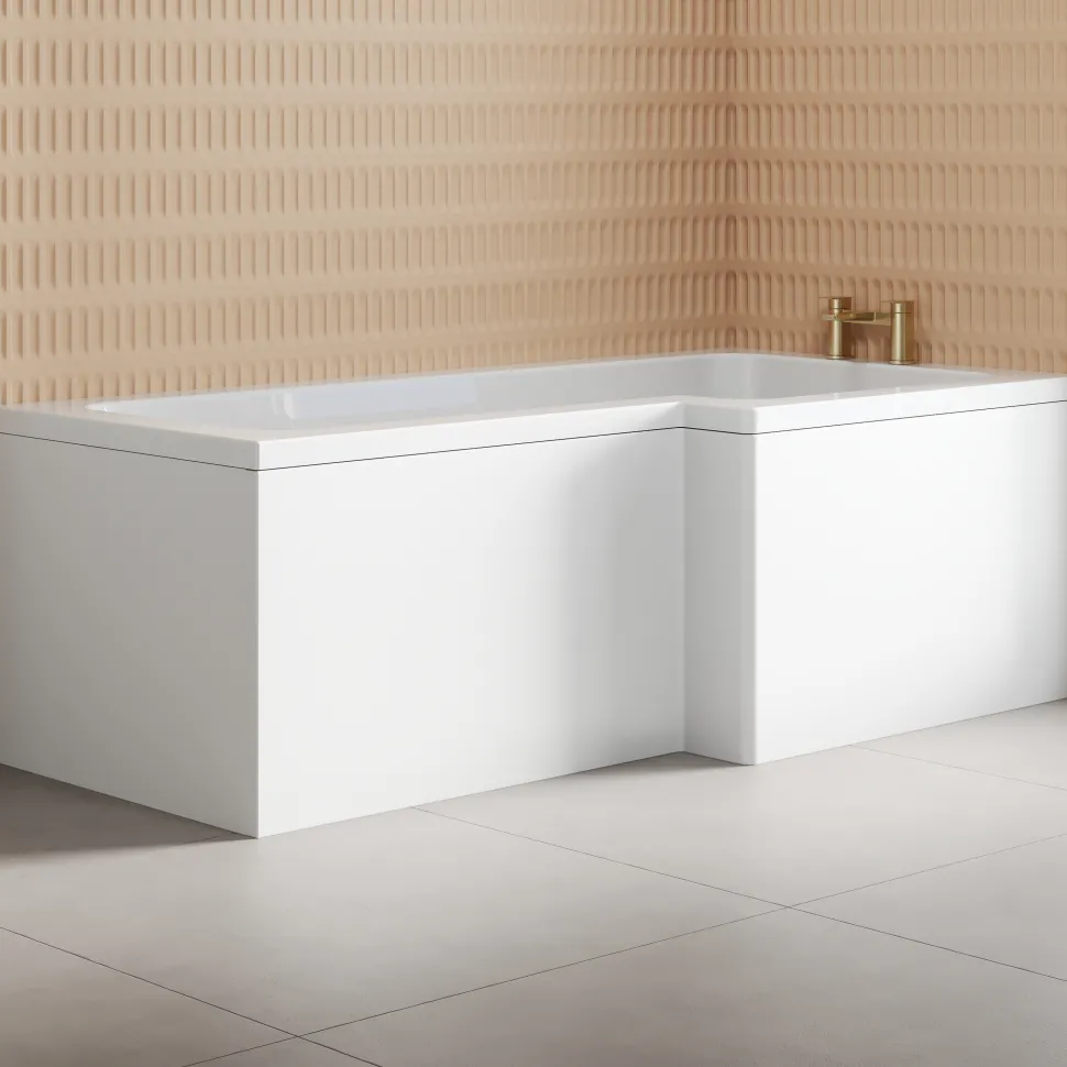 Armourcast Reinforced L-Shaped Shower Bath & Panel - 1700mm