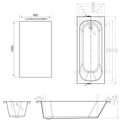 Armourcast Reinforced Single Ended Shower Bath & Shower Screen