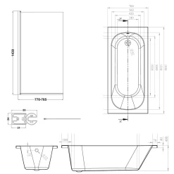 Armourcast Reinforced Single Ended Shower Bath & Shower Screen