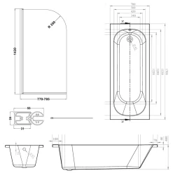 Armourcast Reinforced Single Ended Shower Bath & Shower Screen