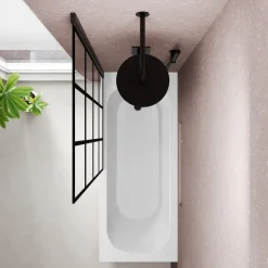 Armourcast Reinforced Single Ended Shower Bath & Matt Black Shower Screen