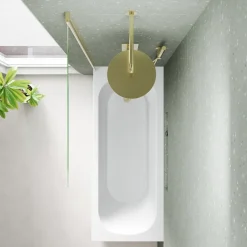 Armourcast Reinforced Single Ended Shower Bath & Brushed Brass Shower Screen