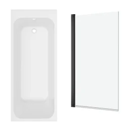Armourcast Reinforced Slim Edge Single Ended Bath with Shower Screen - 1700mm