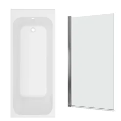 Armourcast Reinforced Slim Edge Single Ended Bath with Shower Screen - 1700mm