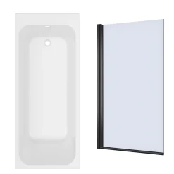 Armourcast Reinforced Slim Edge Single Ended Bath with Shower Screen - 1700mm