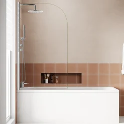 Armourcast Reinforced Slim Edge Single Ended Bath with Shower Screen - 1700mm