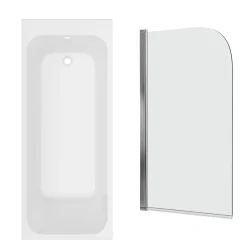 Armourcast Reinforced Slim Edge Single Ended Bath with Shower Screen - 1700mm