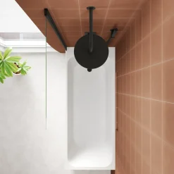 Armourcast Reinforced Slim Edge Single Ended Bath & Matt Black Shower Screen - 1700mm